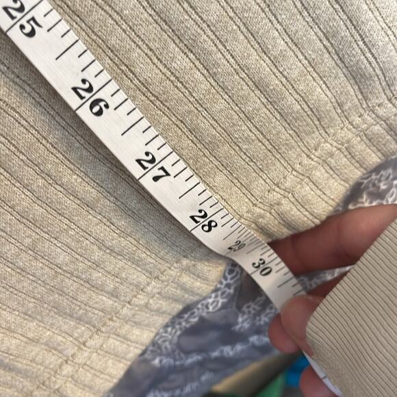 PIERRE CARDIN Tan and White Ribbed Crew Neck Cotton Short Sleeve Shirt XL - Picture 6 of 6